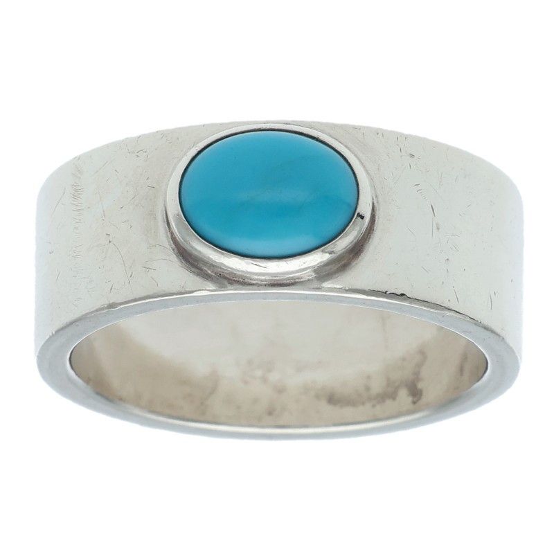 ゴローズ　ターコイズ付きシルバーリング ゴローズ ターコイズ付き平打ち リング メンズ 17号 ※12/28～1/6 発送