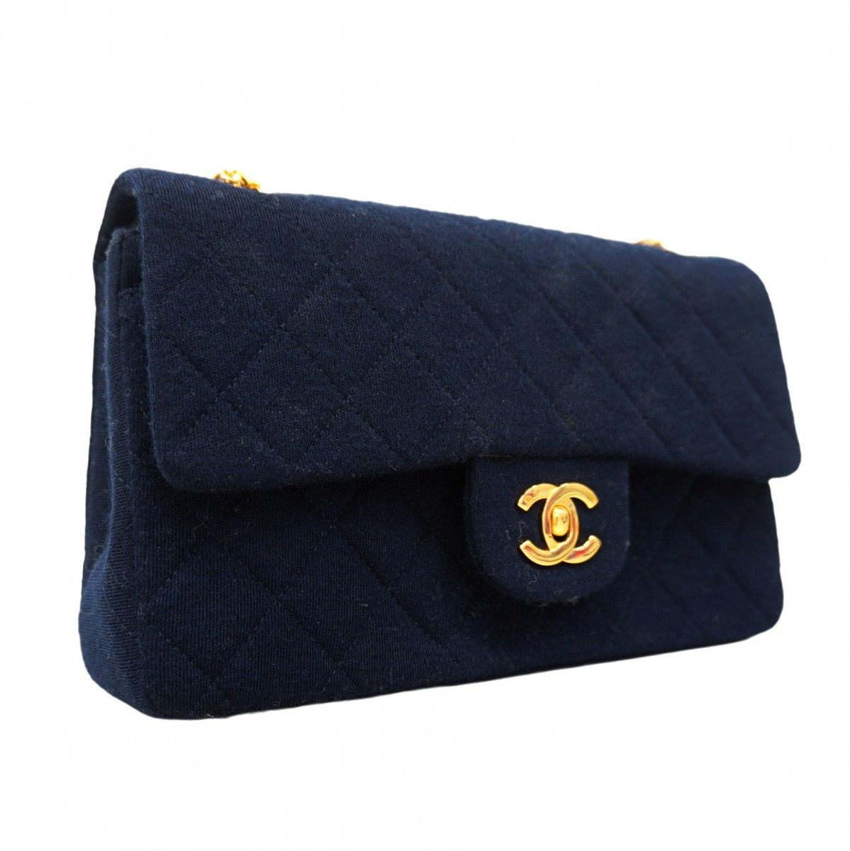 5pd5698-k】シャネル ショルダーバッグ マトラッセ コットン ネイビー