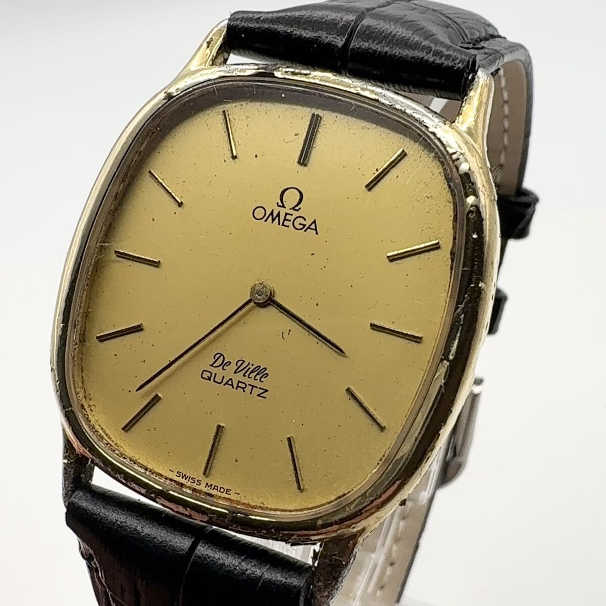 OMEGA オメガ De Ville デビル クォーツ スクエア プッシュ式 腕時計