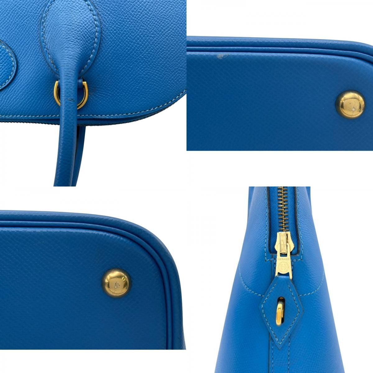エルメス HERMES ボリード35 □D刻 ブルーフランス GD金具 クシュベル