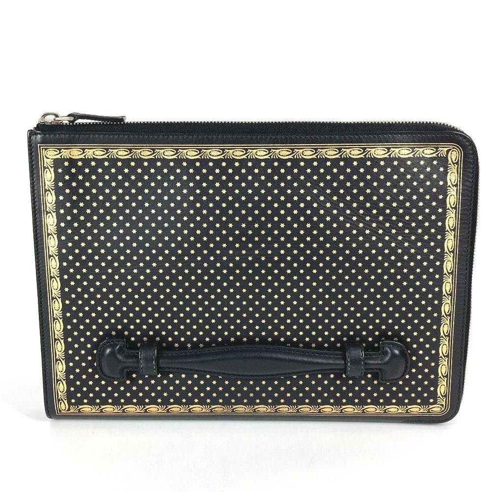 ブラックレザー クラッチバッグ　グッチ GUCCI グッチ クラッチバッグ セガコラボ GUCCYロゴ 523441 レザー