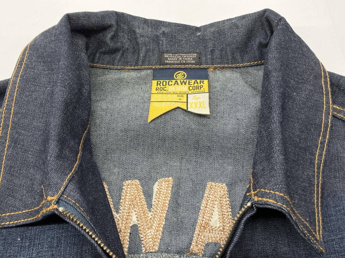 ROCAWEAR デニムジャケット ロカウェア 刺繍ロゴ フロントジップ