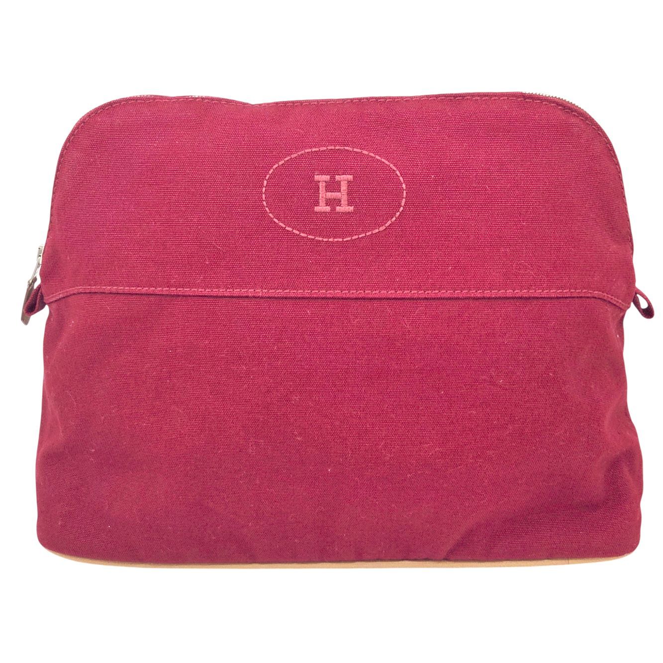 中古】HERMES エルメス ボリードポーチ 30 GM レッド 赤 キャンバス 