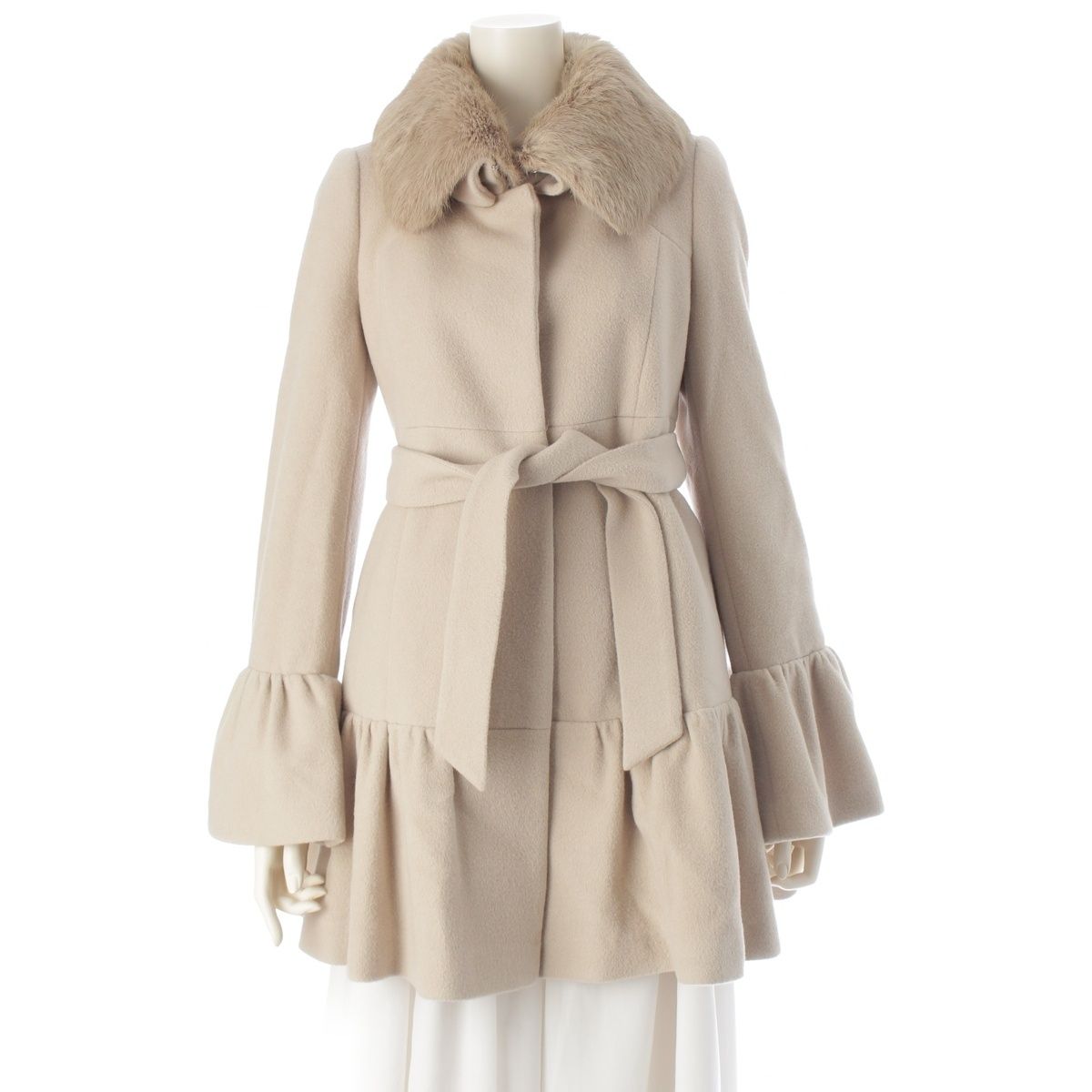 バーバリーブルーレーベル 2WAY ロングコート アンゴラ混 ベルト ファー 2WAYバーバリーブルーレーベル ロングコート アンゴラ混 ベルト ノバ