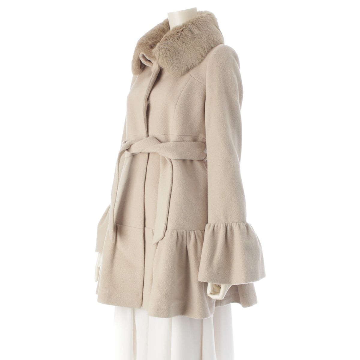 バーバリーブルーレーベル　アンゴラ ウールコート　フレア　バルーンスリーブ　38 バーバリーブルーレーベル アンゴラ ウールコート フレア バルーン