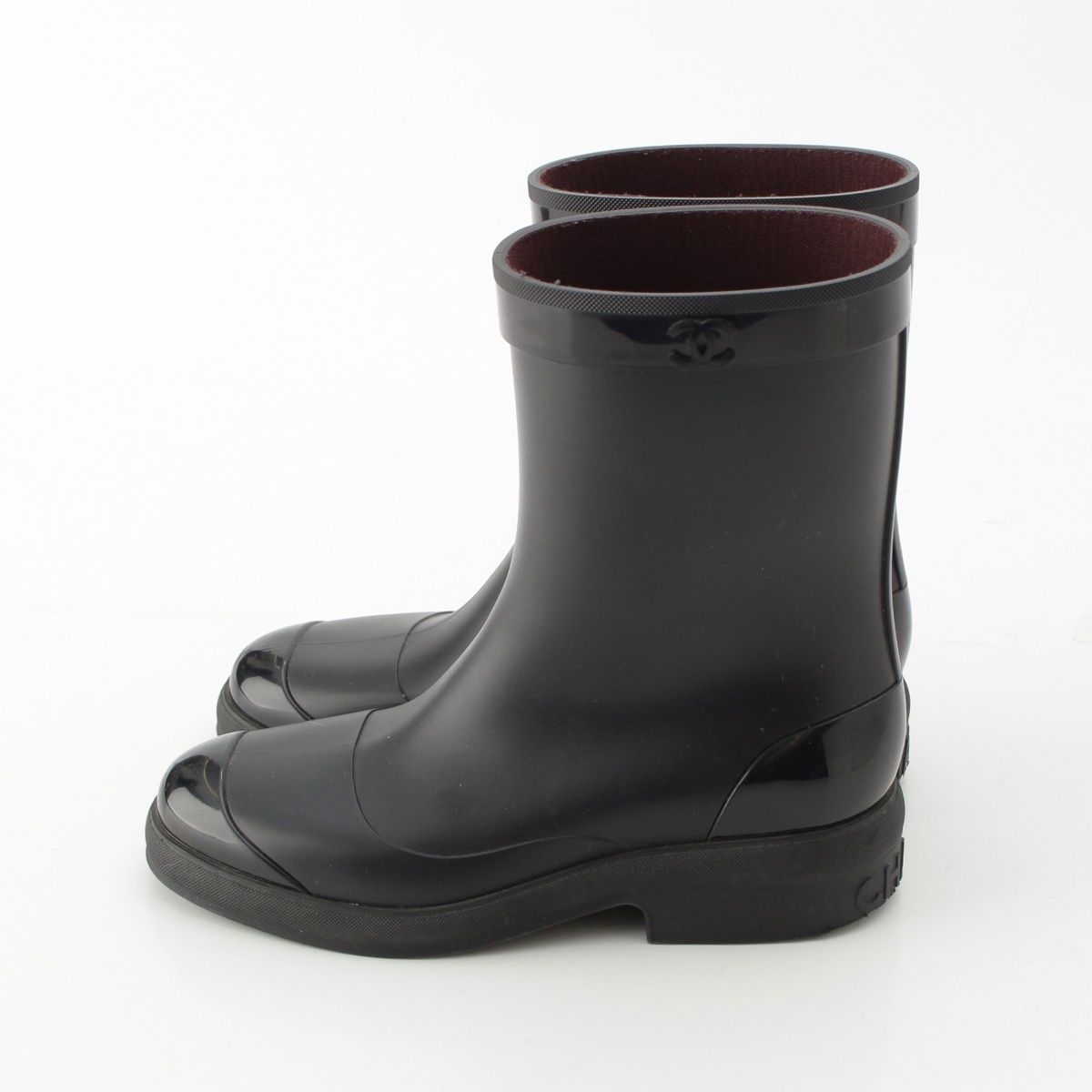 シャネル ラバー ココマーク レインシューズ ブーツ G34078 ブラック