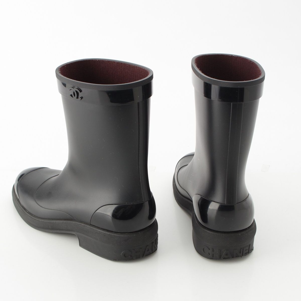 シャネル ラバー ココマーク レインシューズ ブーツ G34078 ブラック