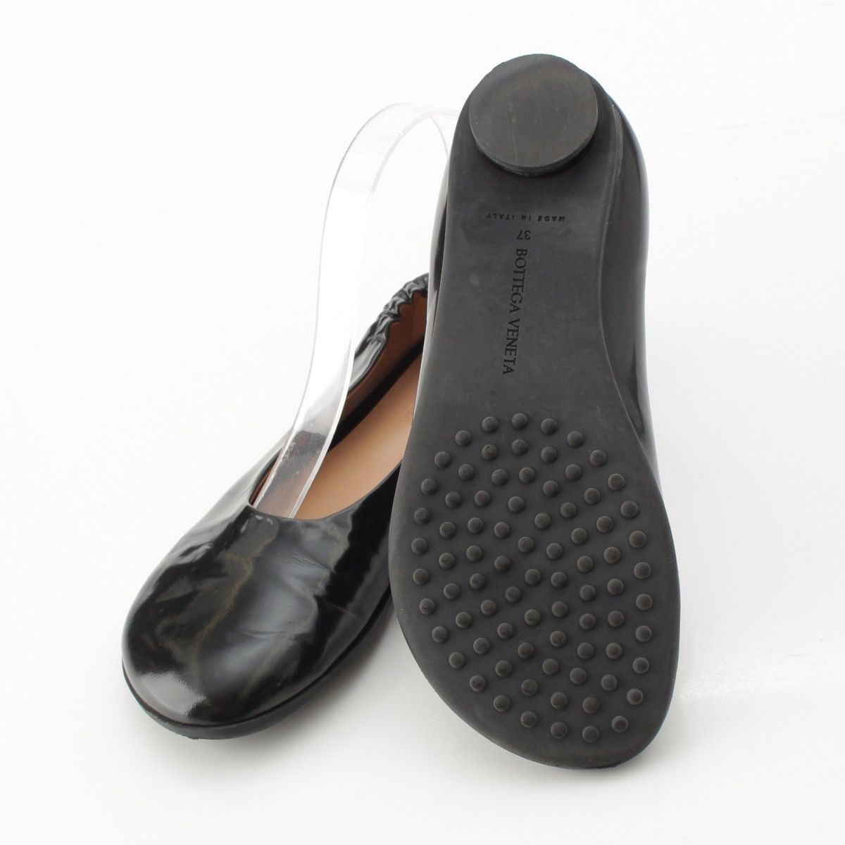 ボッテガヴェネタ グロスレザー アトミック バレリーナ フラット