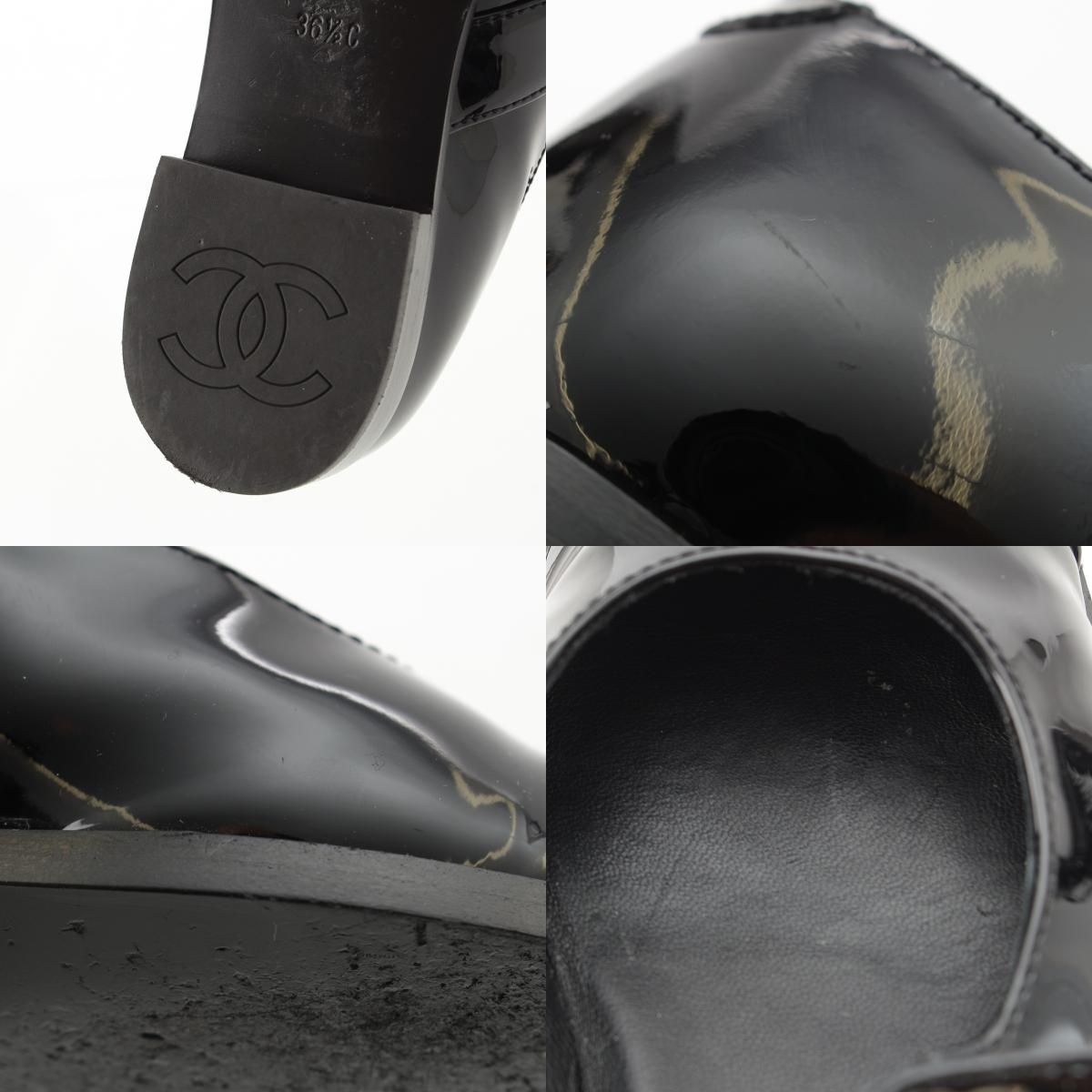 シャネル パテントレザー ココマーク ターンロック ラウンドトゥ