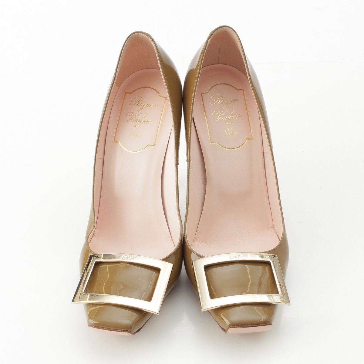 ロジェヴィヴィエ トランペット パテントレザー バックル ヒール