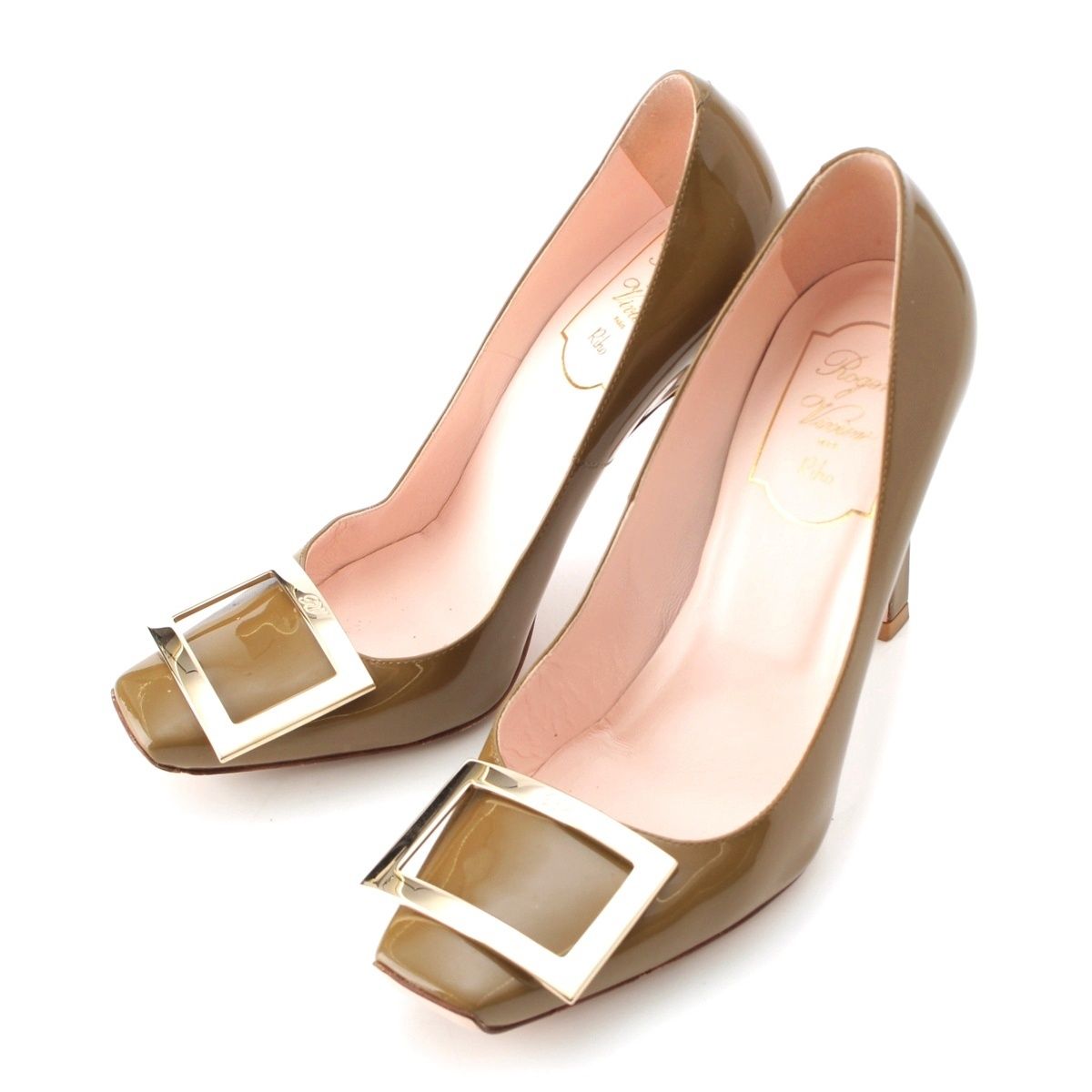 ロジェヴィヴィエ トランペット パテントレザー バックル ヒール