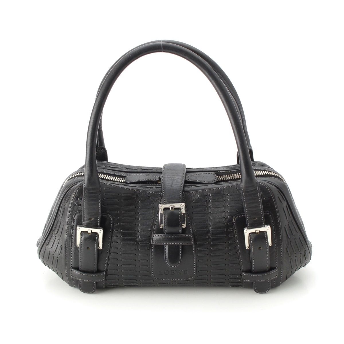 ロエベ SENDA センダ レザー ロゴ ステッチ ベルト ハンドバッグ