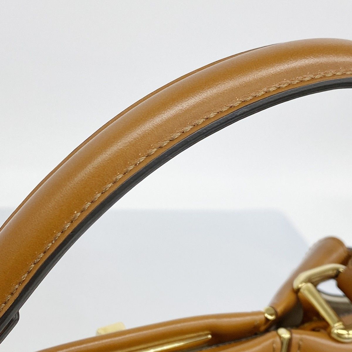 【5pb2788】フェンディ ハンドバッグ ピーカブー レザー ホワイト ブラウン ゴールド金具 2wayバッグ【中古】レディース ☆SALE【5pb2788】フェンディ ハンドバッグ ピーカブー レザー