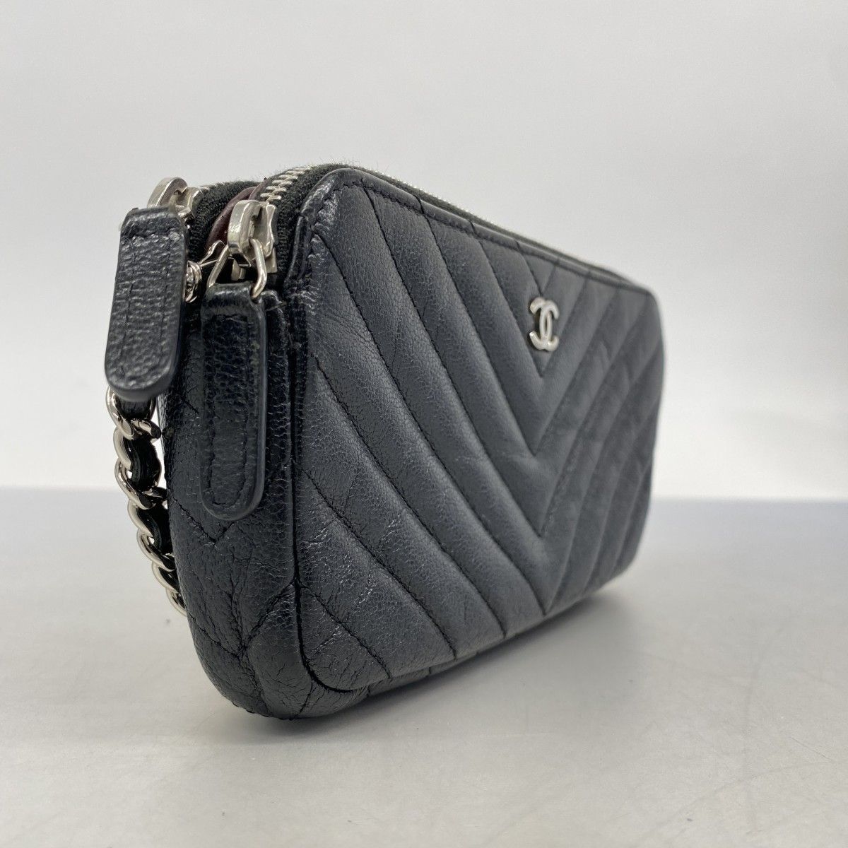 ☆SALE【5pb2778】シャネル ショルダーウォレット Vステッチ キャビア