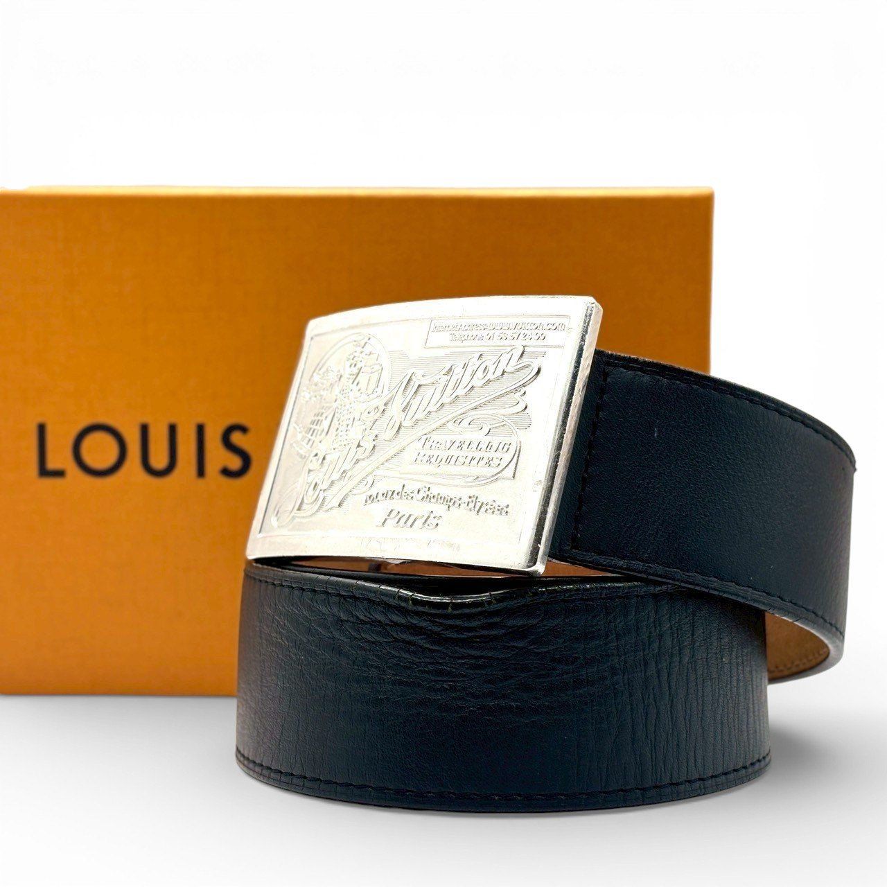 無骨に映える重厚刻印】 LOUIS VUITTON ルイヴィトン レザーベルト