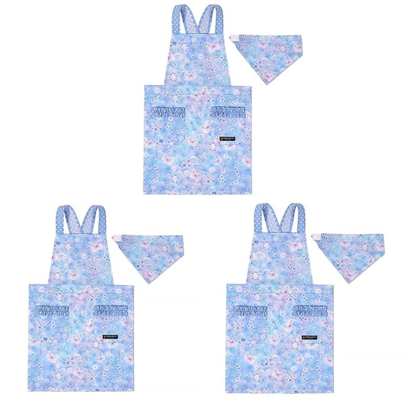 COLORFUL CANDY STYLE バッククロス子どもエプロン(100～120cm) ムーンライトバタフライ 3枚セット 女の子 かわいい 子供用 子供 こども エプロン 三角巾 セット キッズエプロン 子供用 幼児 小学生 可愛い かわいい おしゃ 0