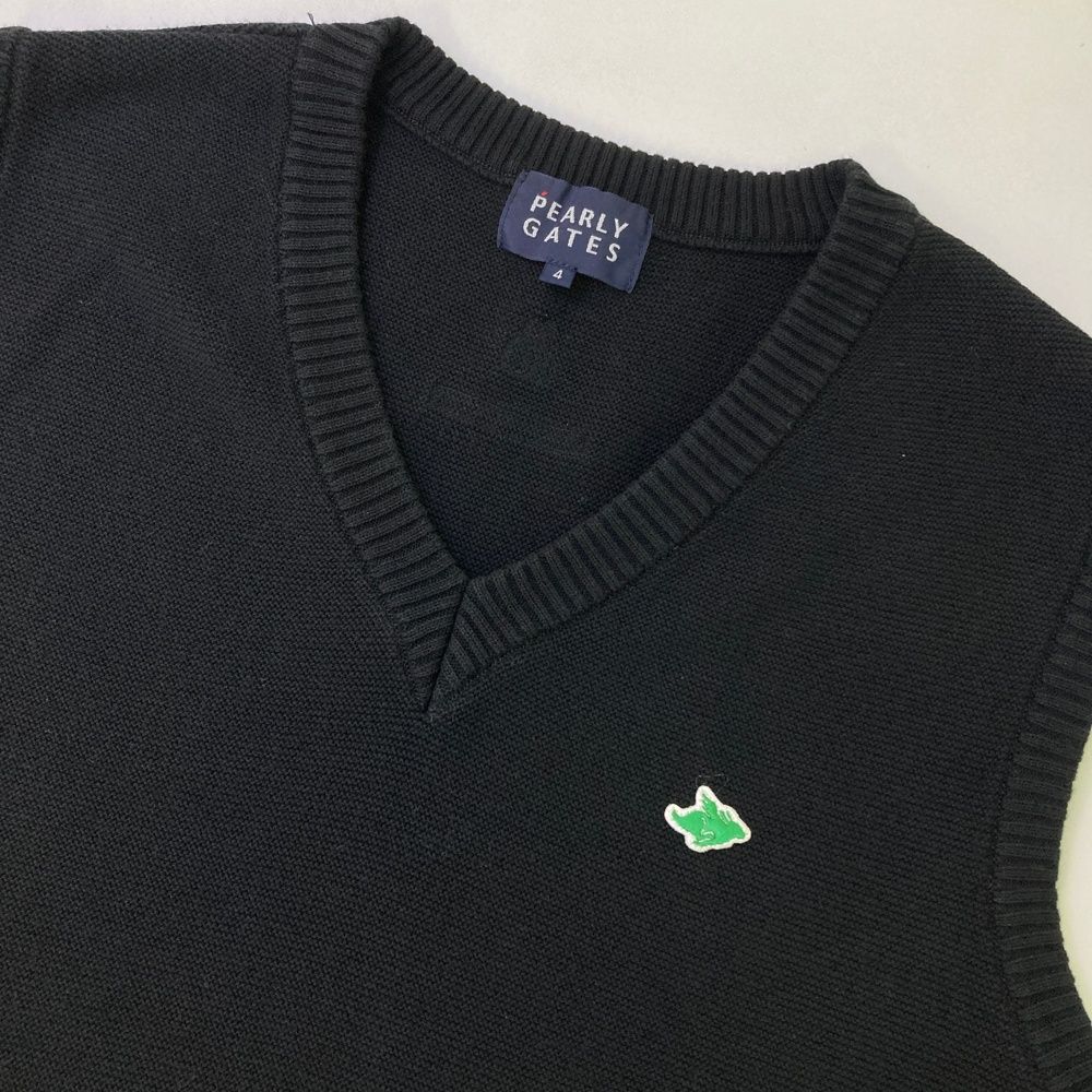 PEARLY GATES ブラック ベスト サイズ4 サイズ：4 PEARLY GATES パーリーゲイツ ワッペン付き ニットベスト