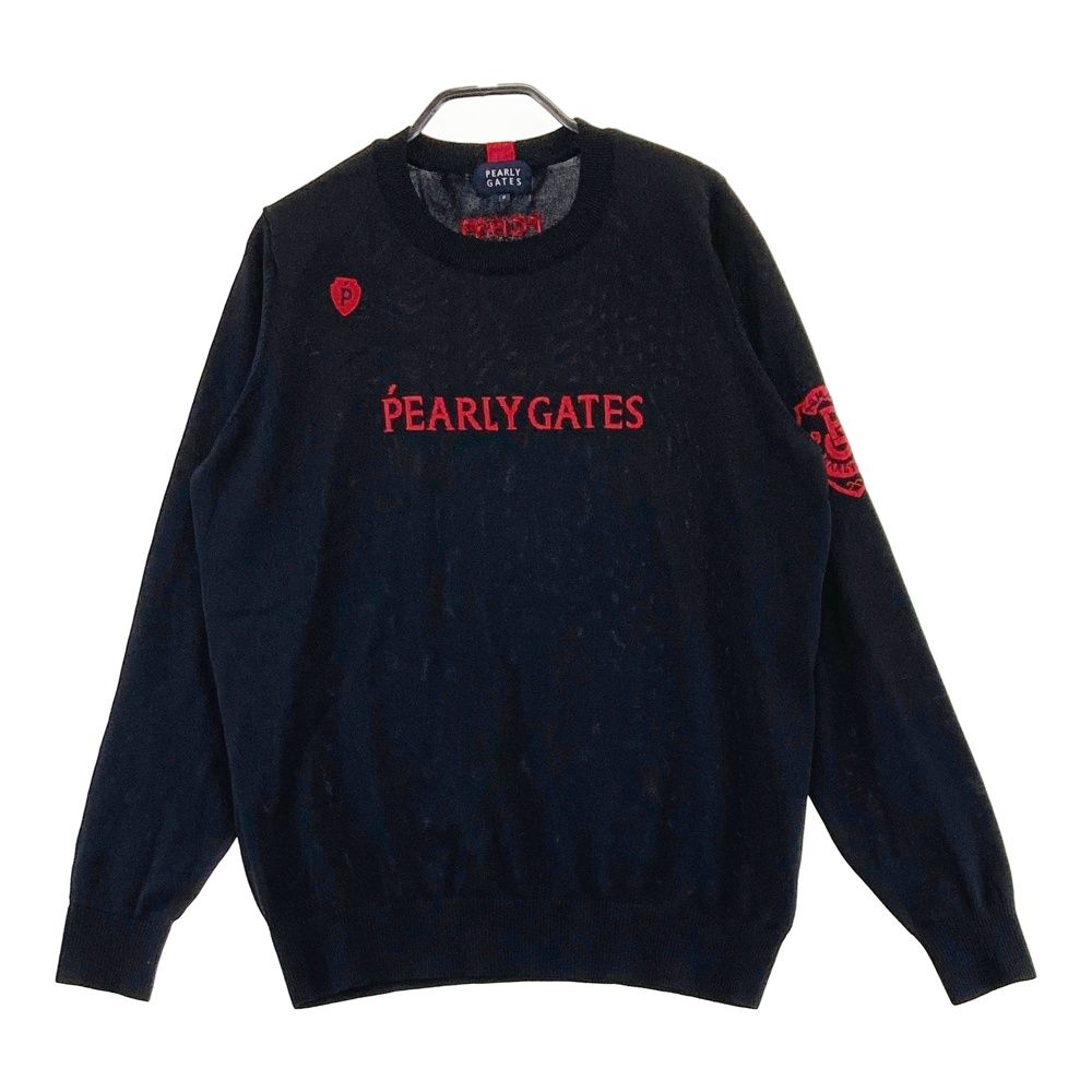 サイズ：2 PEARLY GATES パーリーゲイツ ロゴ入り 長袖ニットセーター