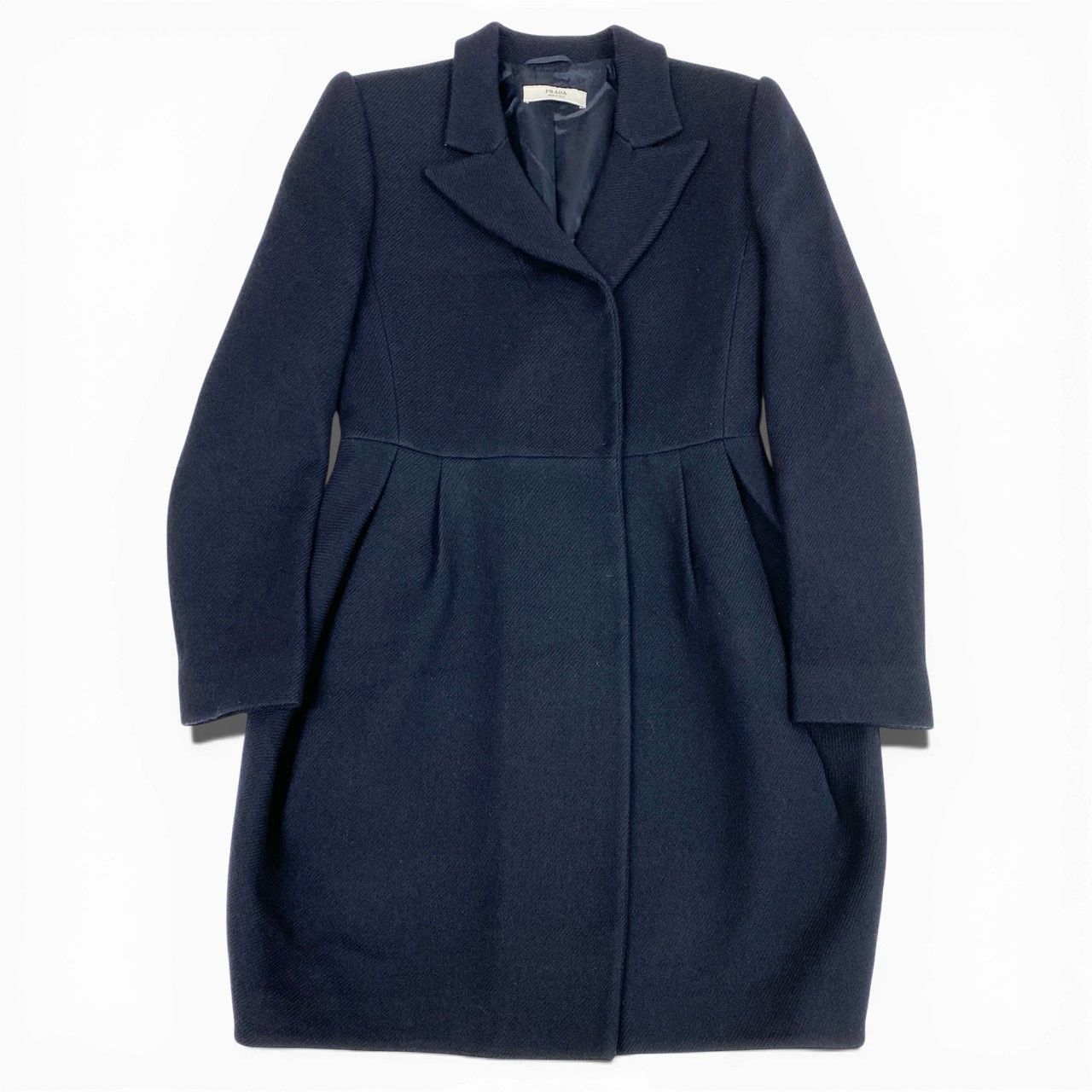 PRADA プラダ　ネイビー　ロングコート　カシミヤ混 1L27 Vintage Prada ヴィンテージ プラダ Double Breasted Wool Coat