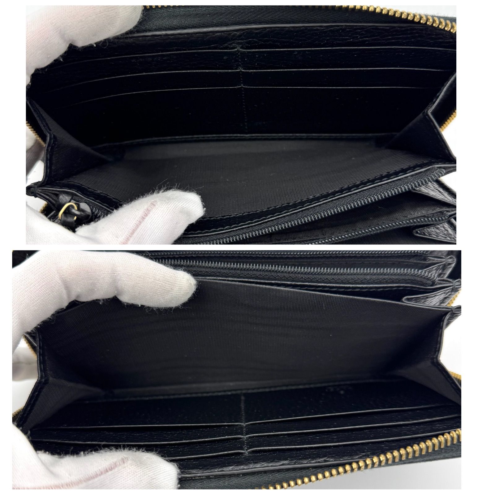 【未使用保管品】グッチ 長財布 GG マーモント ラウンドジップ レザー 黒 GUCCI グッチ 長財布 ラウンドジップ GG マーモント ブラック 黒