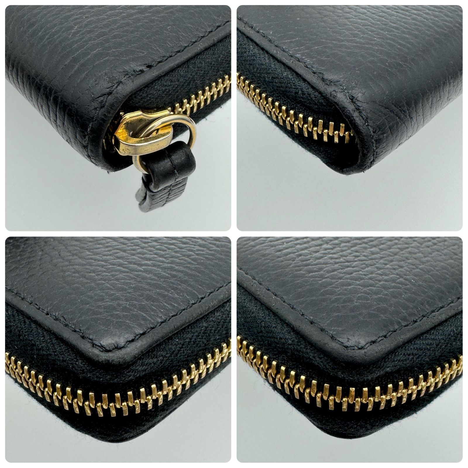 GUCCI グッチ 長財布 ラウンドジップ GG マーモント ブラック 黒