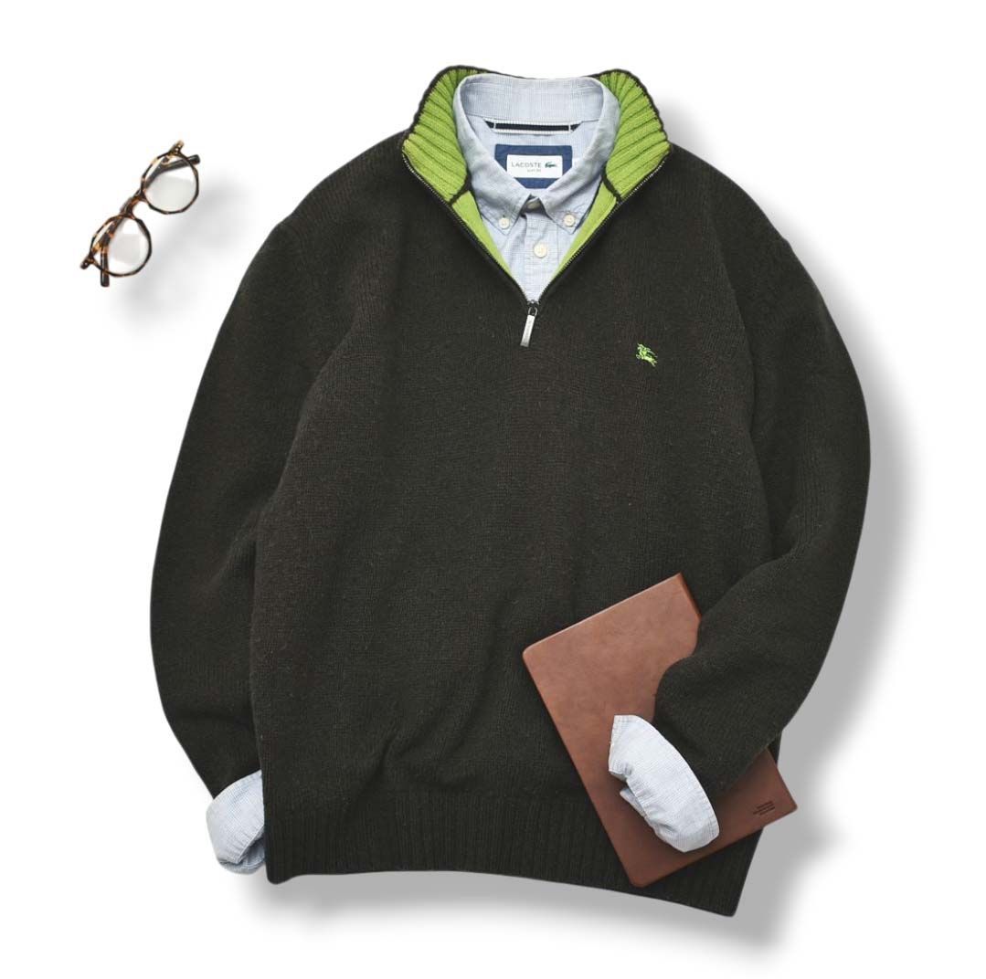 上質】 イタリア製 バーバリーロンドン ハーフジップ ニット セーター