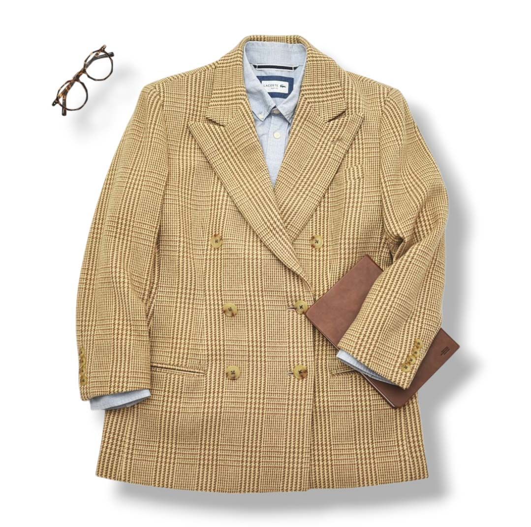 美品 ラルフローレン カシミヤ シルク テーラードジャケット キャメル 総柄 極美品】 ラルフローレン テーラードジャケット ブレザー 秋冬 9