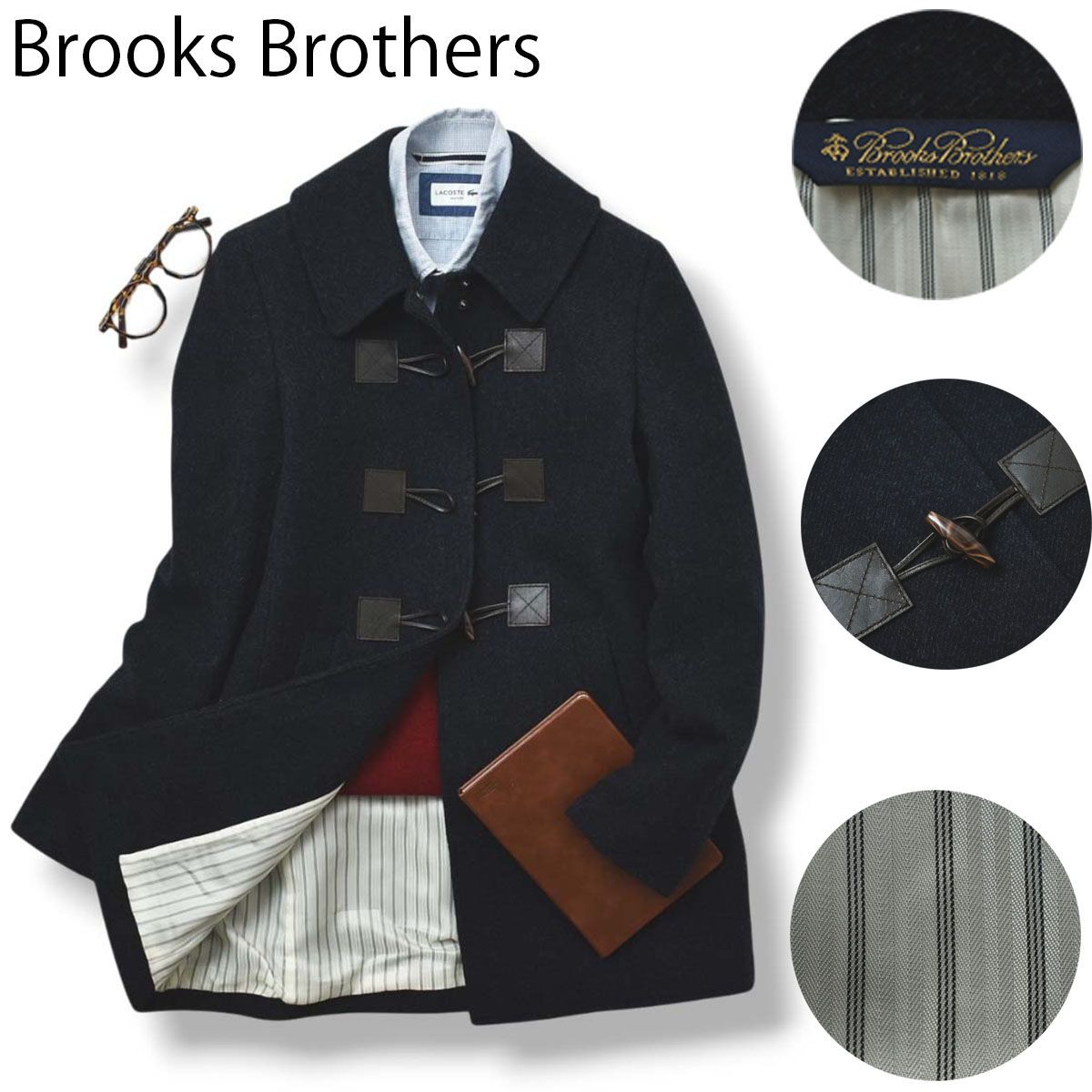 美品】ブルックスブラザーズ ウール ダッフル コート 2 ネイビー