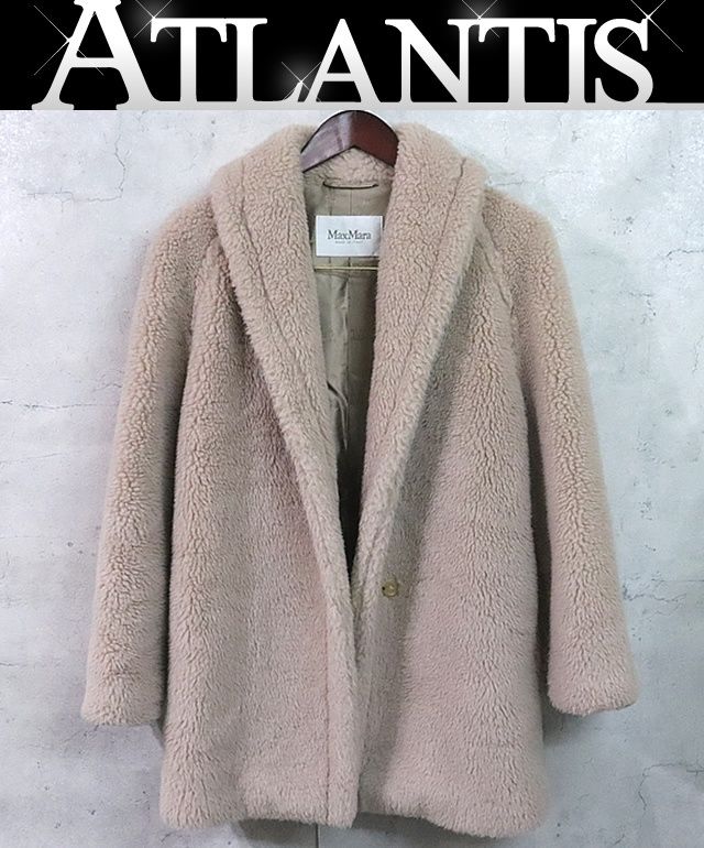 美品✨近年物　マックスマーラ　アルパカシャギー　テディベアコート　ベージュ　38 極美品✨️マックスマーラ アルパカシャギー テディベアコート ロング