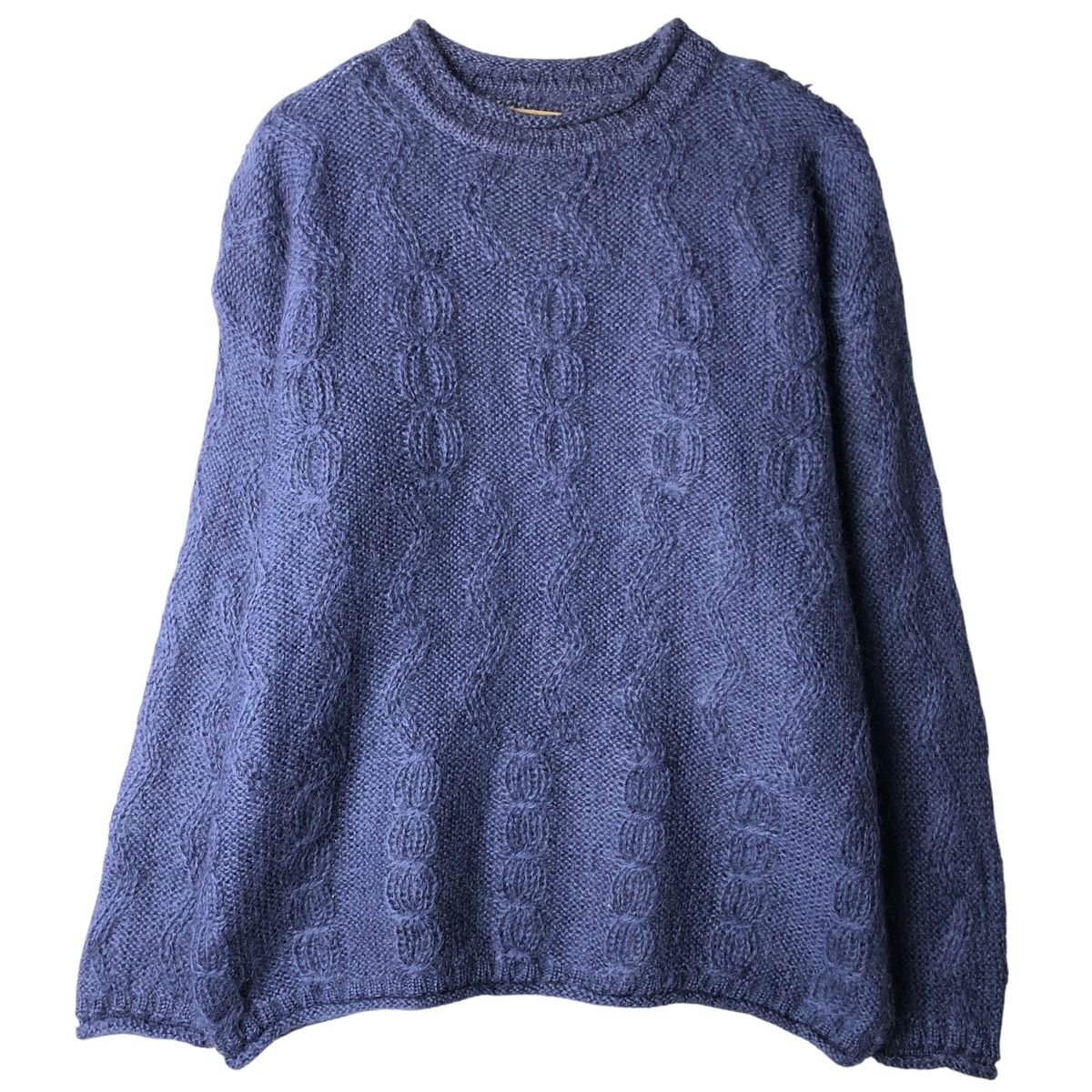 古着 90年代 ESPRIT 良い ケーブル編み モヘア混 ロールネック ウール 