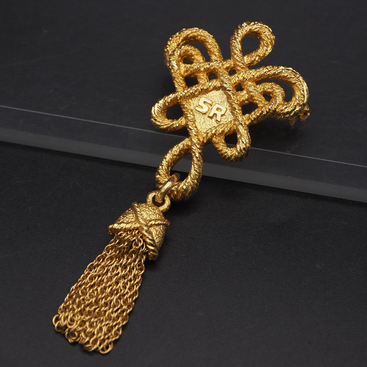 L724 SONIA RYKIEL ソニアリキエル ブローチ ロゴ タッセル フリンジ