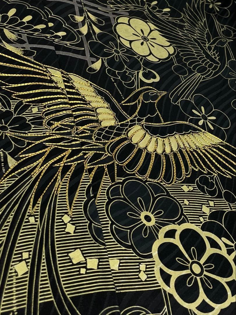 振袖 仮絵羽 舞台衣装 金駒 金彩 鳳凰 正絹 未仕立て品 八掛付 MOK855