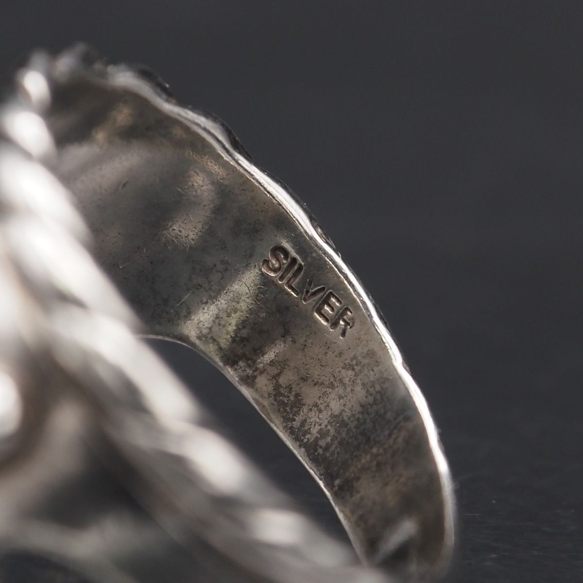 L641 ヴィンテージ SILVER刻印 リング 王冠 クラウン デザイン