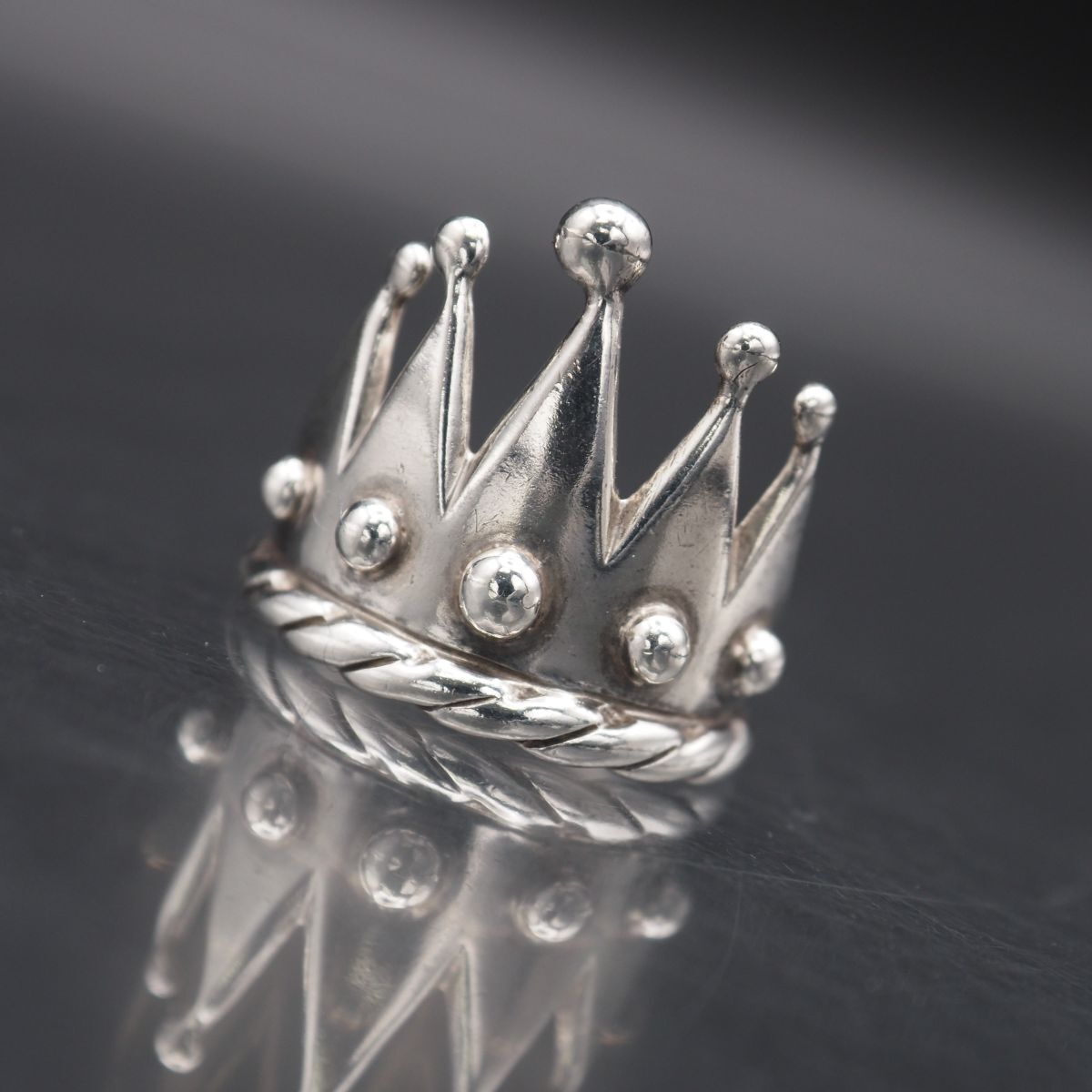 silver刻印 L641 ヴィンテージ SILVER刻印 リング 王冠 クラウン デザイン