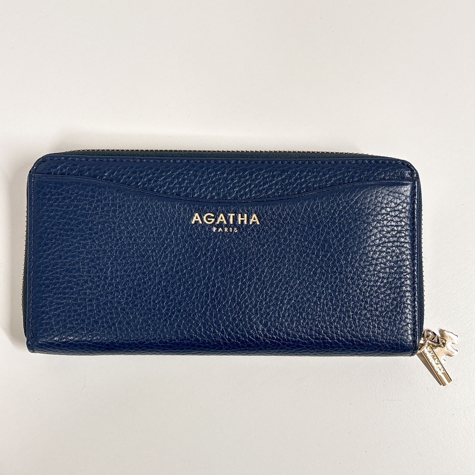 020-a】AGATHA PARIS アガタ パリ レザー 長財布 ウォレット ネイビー 