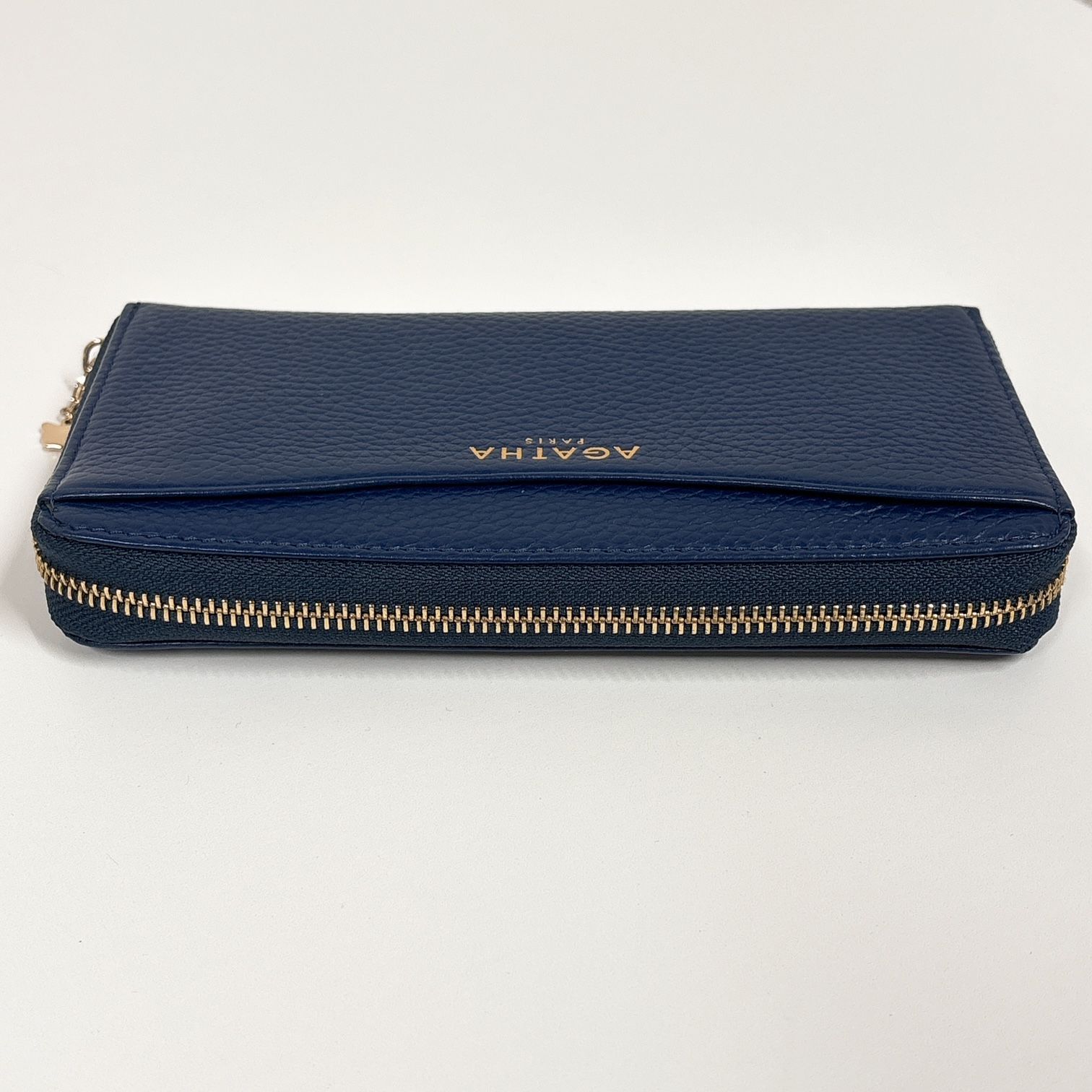 020-a】AGATHA PARIS アガタ パリ レザー 長財布 ウォレット ネイビー 