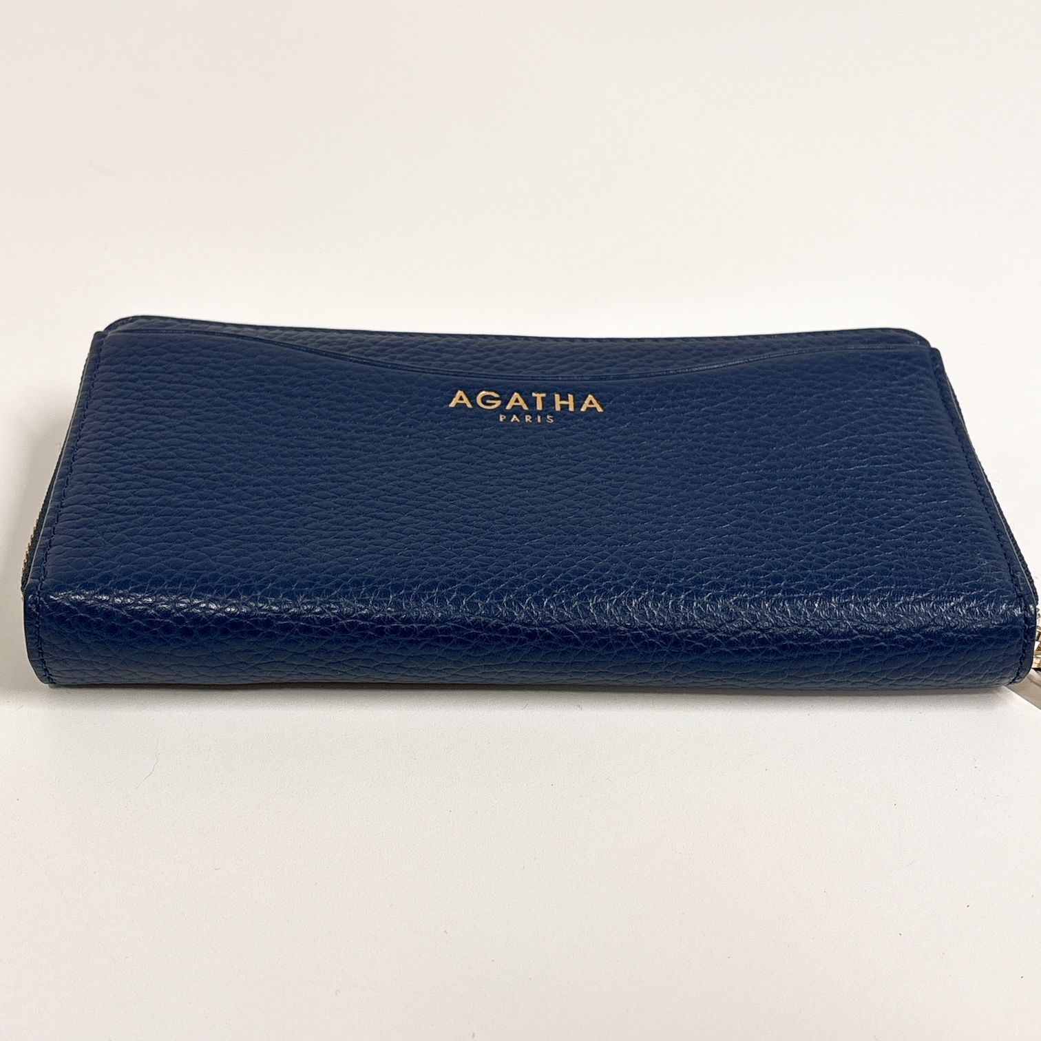 020-a】AGATHA PARIS アガタ パリ レザー 長財布 ウォレット ネイビー 