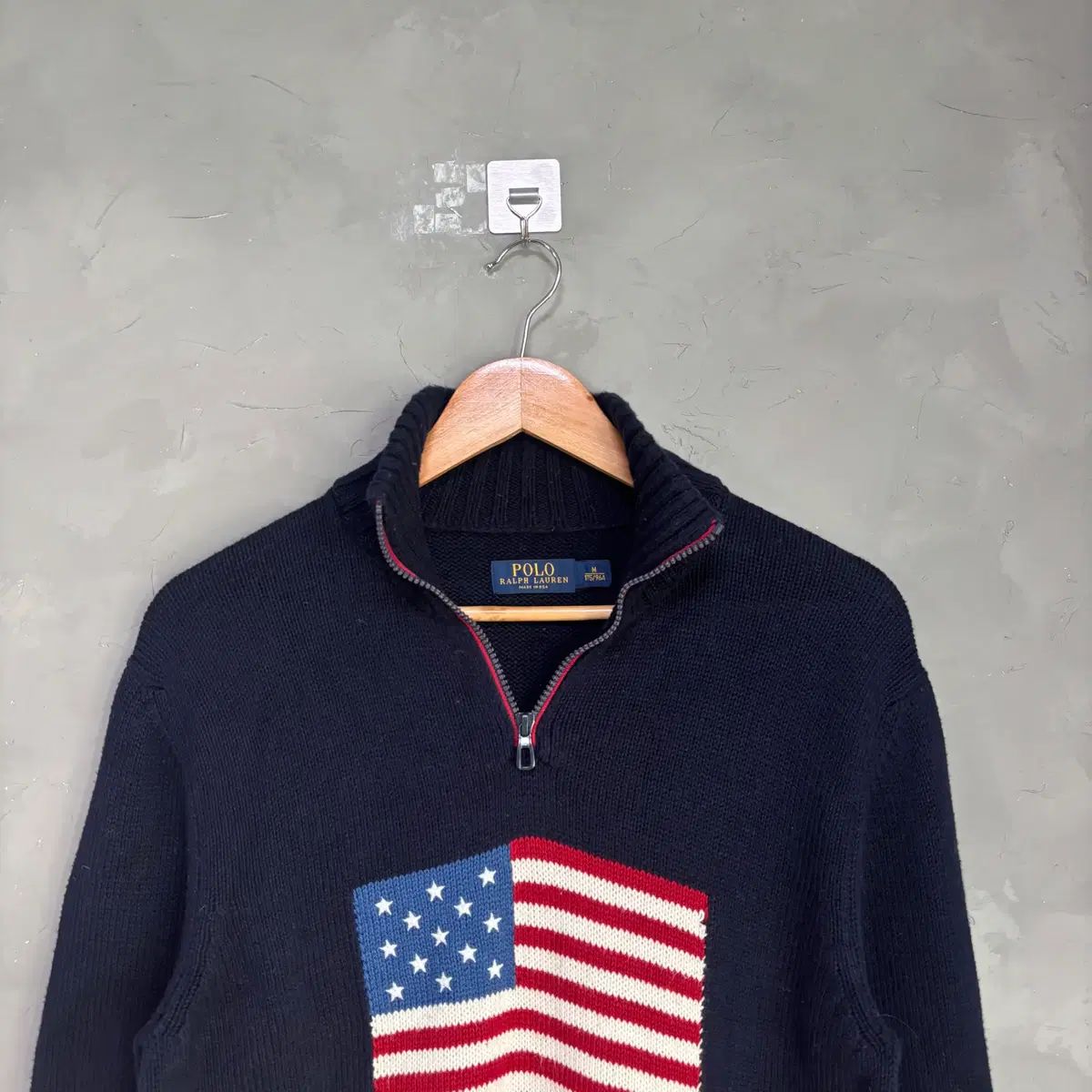 ポロラルフローレン 星条旗 ニット ハーフジップ ネイビー - メルカリ