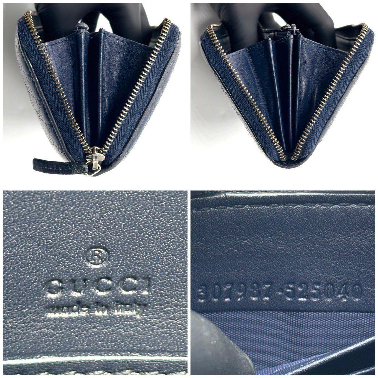 品格をまとう深紺の美】 GUCCI グッチ ラウンドファスナー マイクロ