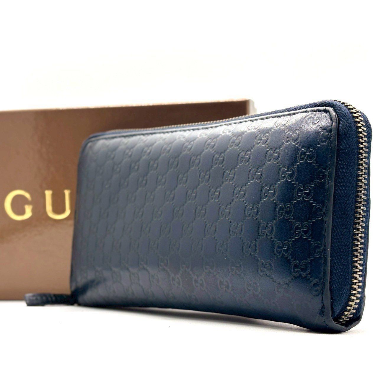 品格をまとう深紺の美】 GUCCI グッチ ラウンドファスナー マイクロ