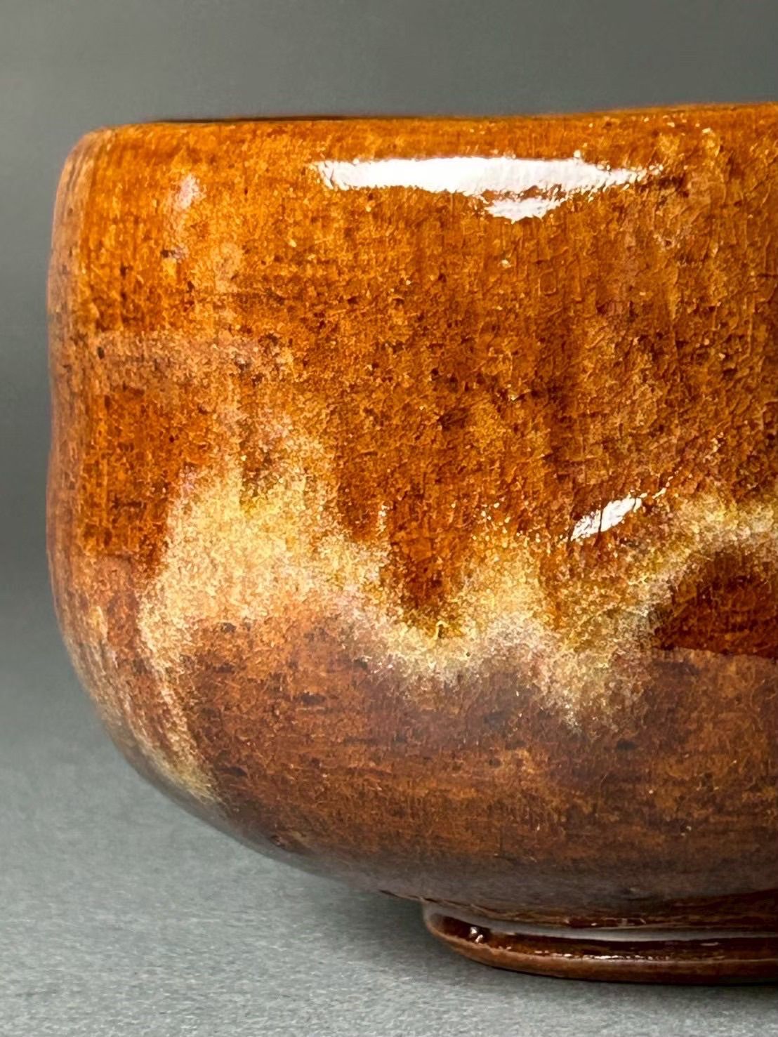 幽玄】木村正樹 大樋焼 大樋 茶盆 共箱 飴釉 茶道具 抹茶碗 茶道具 共