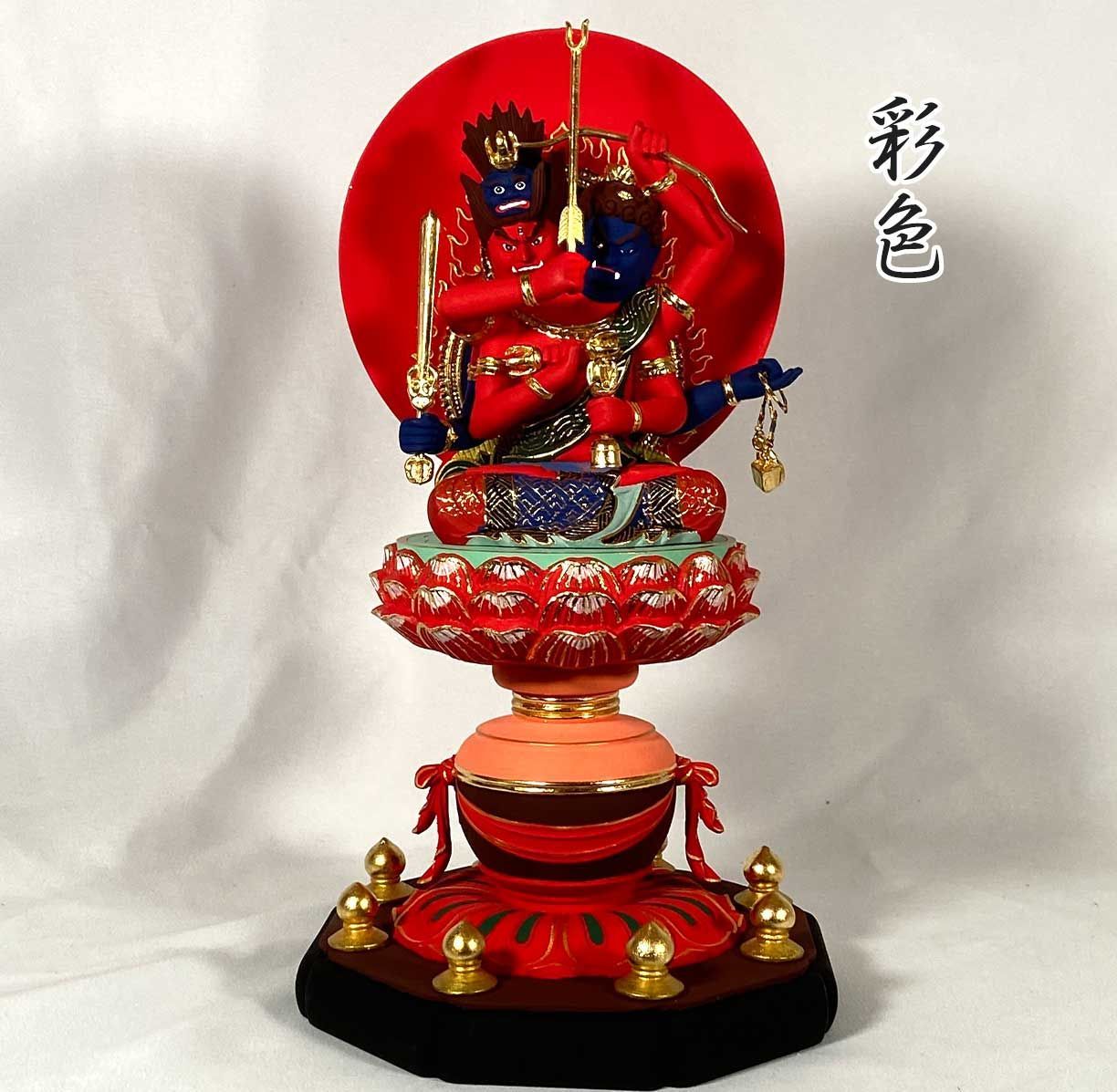 両頭愛染明王（厄神明王） 木彫仏像｜彩色仕上げ│愛染明王 不動明王