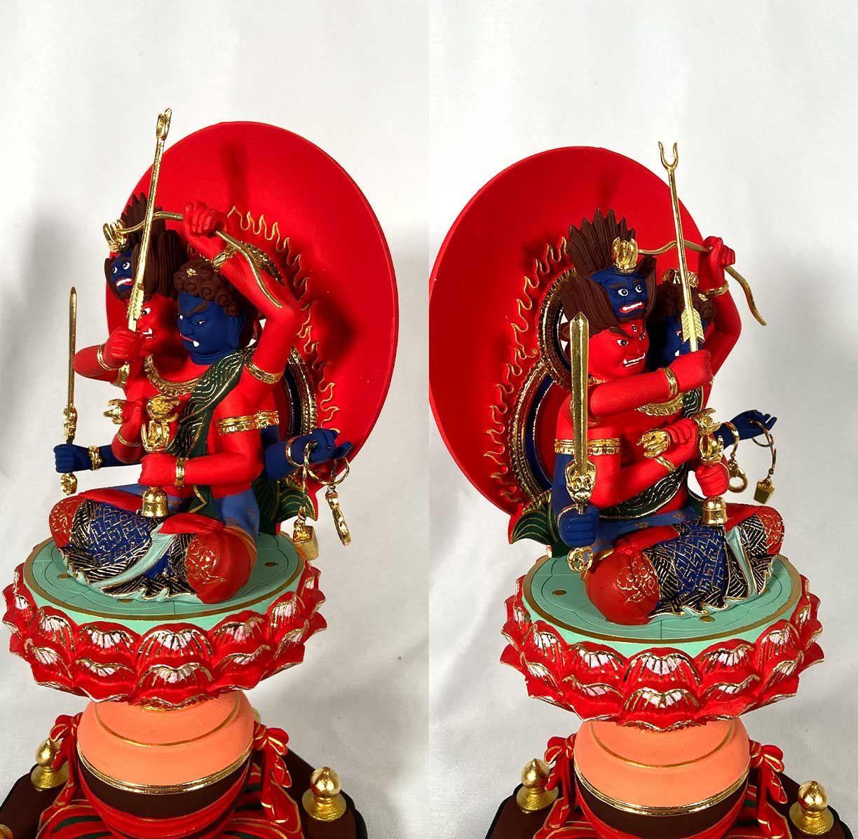 両頭愛染明王（厄神明王） 木彫仏像｜彩色仕上げ│愛染明王 不動明王