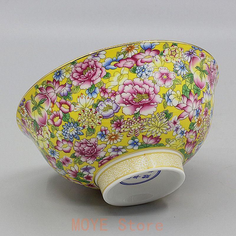 清乾隆蒔金黄底万花琺瑯彩碗 高脚碗景徳鎮 陶磁器 装飾品 現代工芸品