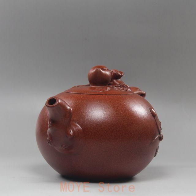 霊猴献寿桃壺 中国茶器  宜興 茶道具 紫砂壺 紫砂急須 朱泥　新品未使用 霊猴献寿桃壺 中国茶器 宜興 茶道具 紫砂壺 紫砂急須 朱泥 新品