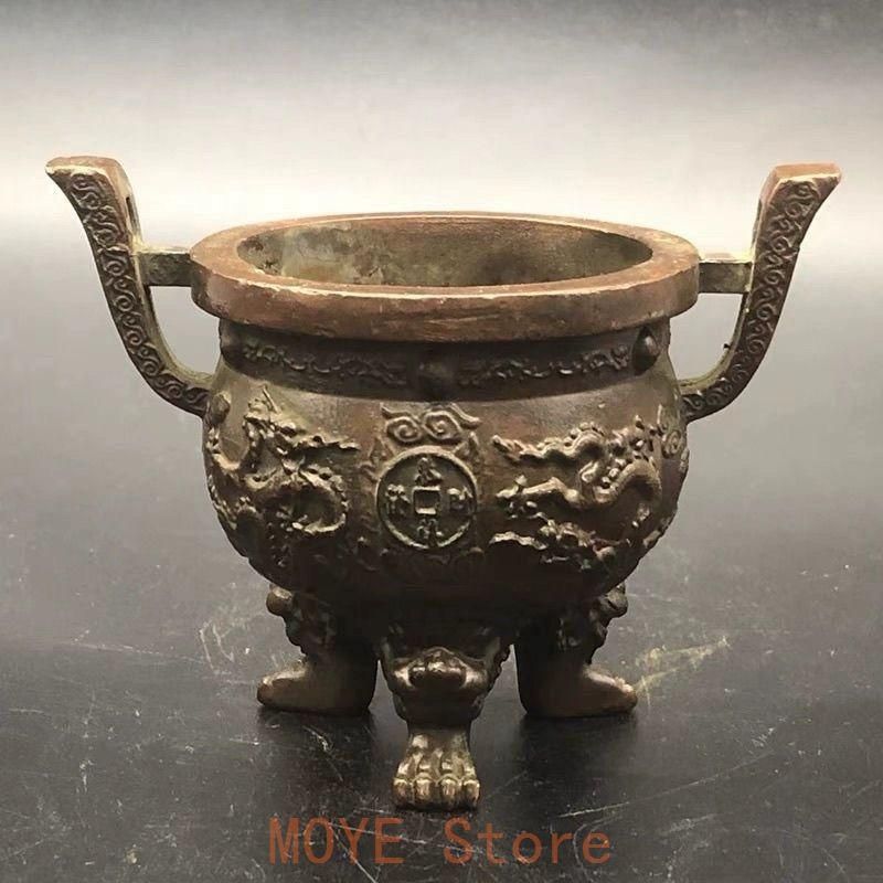 銅鼎 双龍香炉 三足炉 双耳瑞獣香炉 香道具 工芸品 置物 - メルカリ