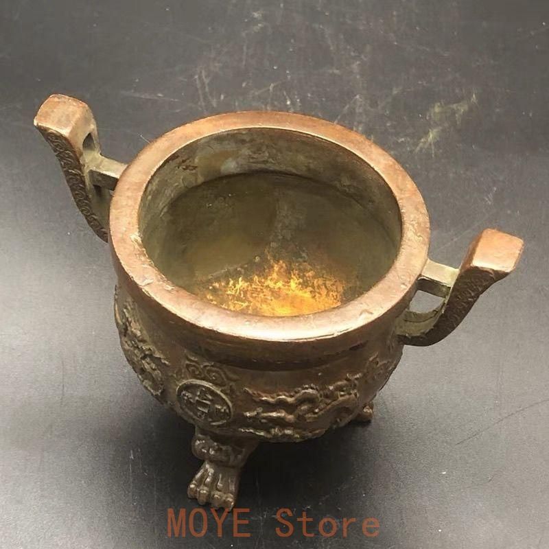銅鼎 双龍香炉 三足炉 双耳瑞獣香炉 香道具 工芸品 置物 - メルカリ