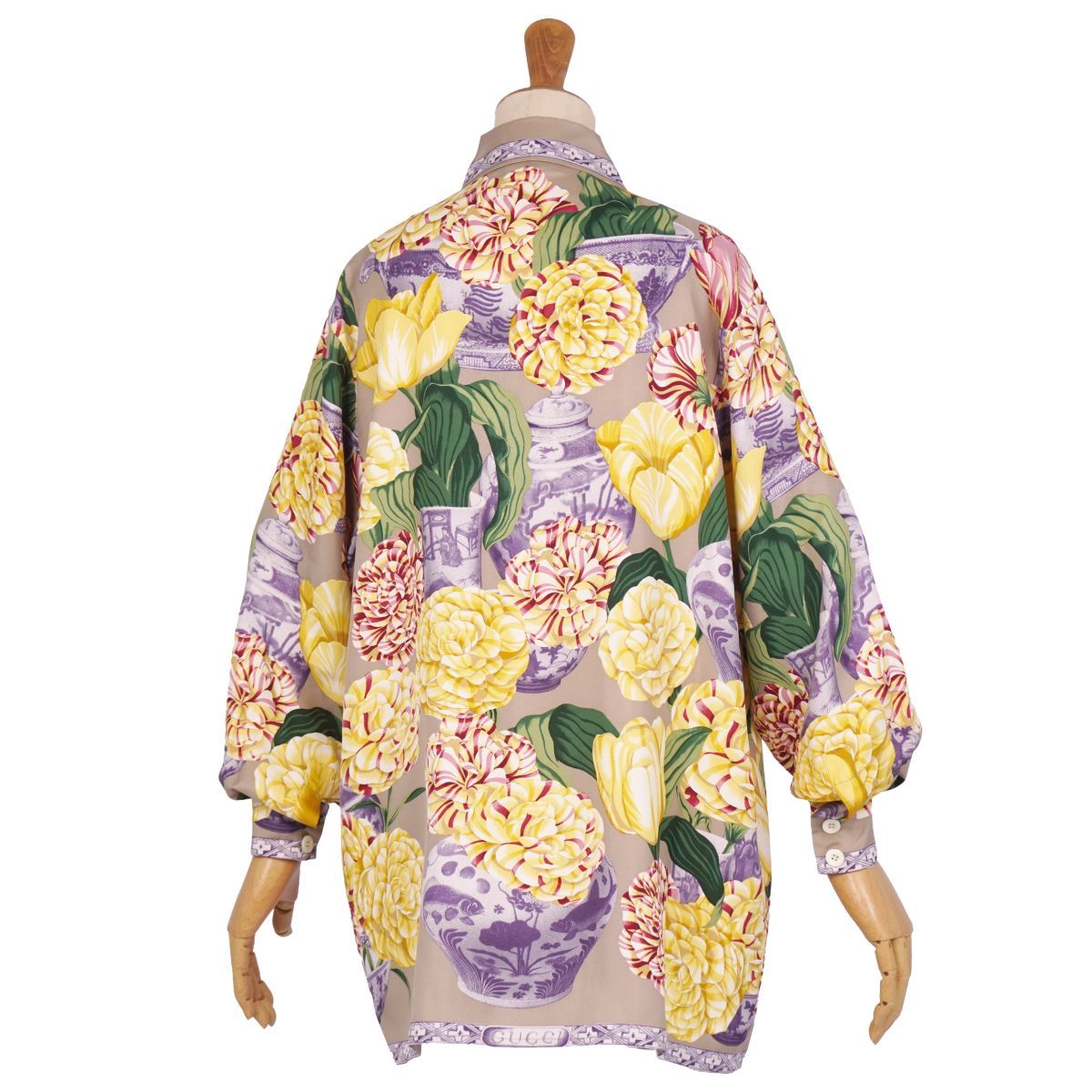 極美品 グッチ GUCCI シャツ トムフォード期 ブラウス 総柄 シルク