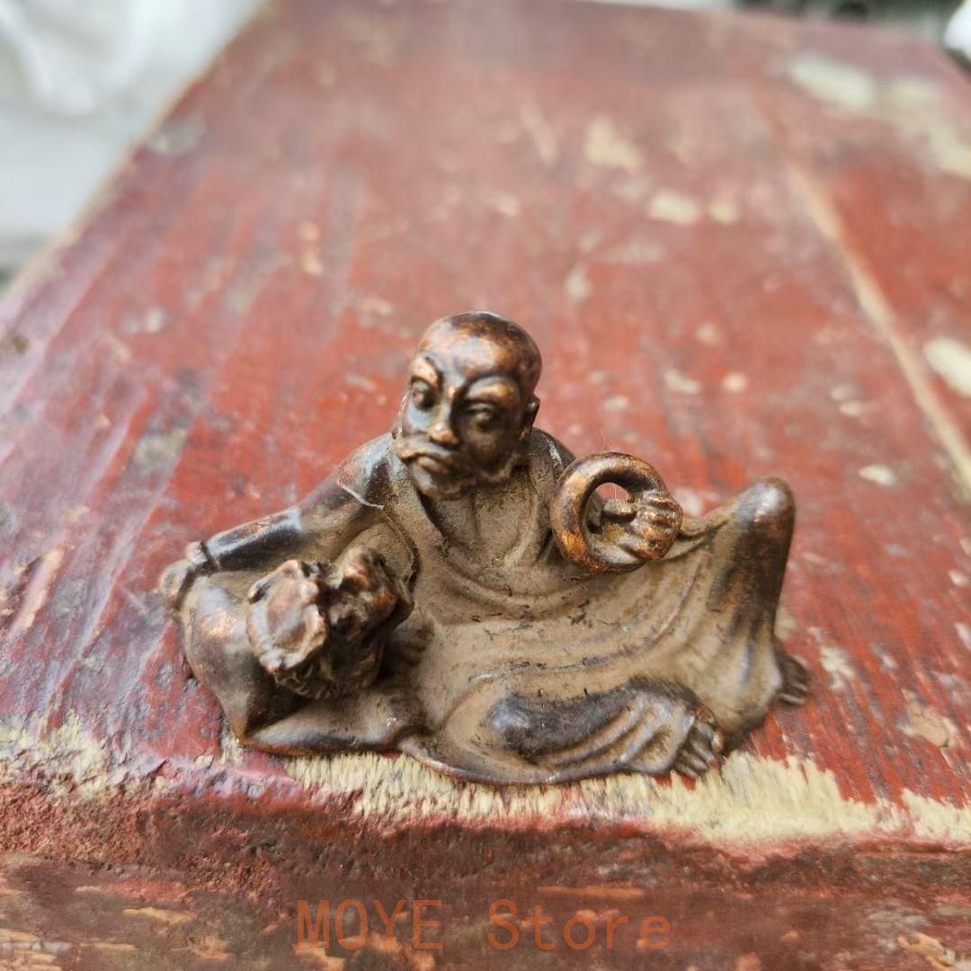 仏教美術 銅 仏像 美術品 古道具 仏教美術 仏像 銅像 伏虎羅漢 茶寵 文鎮 文房具 茶道具 装飾品 工芸品