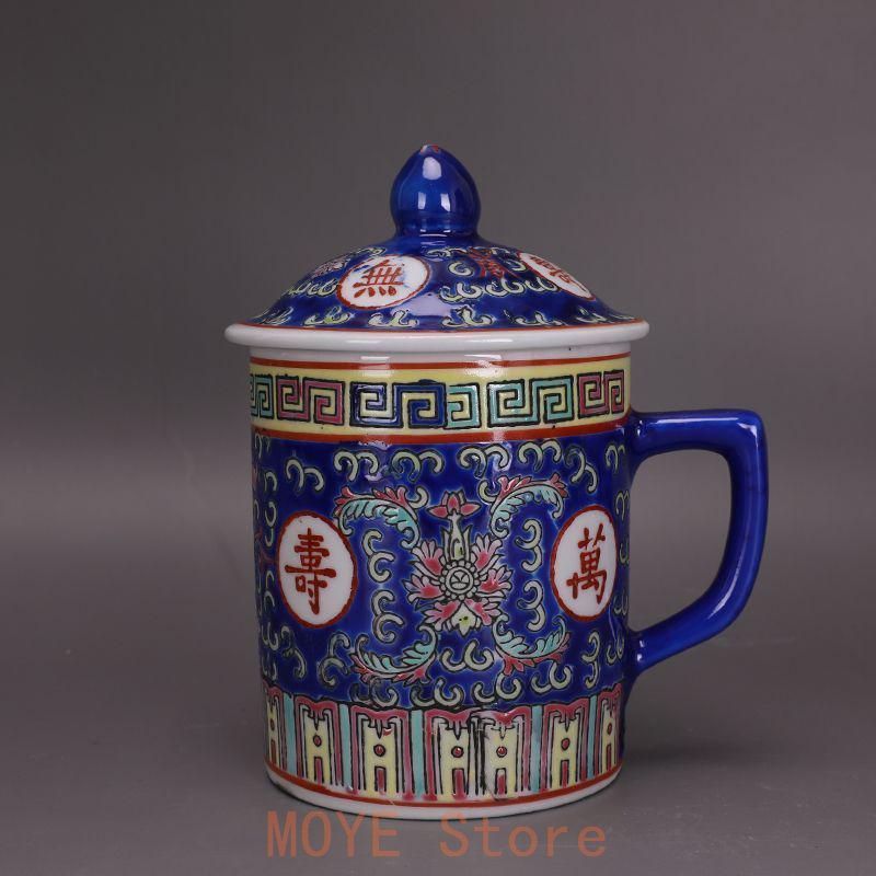 萬壽無疆蓋碗 飲茶食器 中国茶器 景徳鎮 現代工芸品 美術品 置物